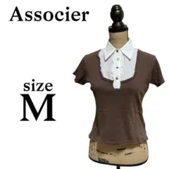 P2371 Associer 【M】 Tシャツ　ブラウス　フリル ドッキング