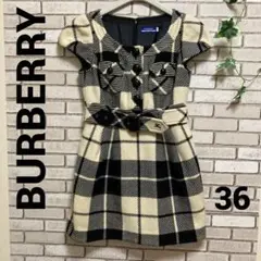 【バーバリーブルーレーベル】ワンピース 刺繍ホースロゴ Aライン 美品 36