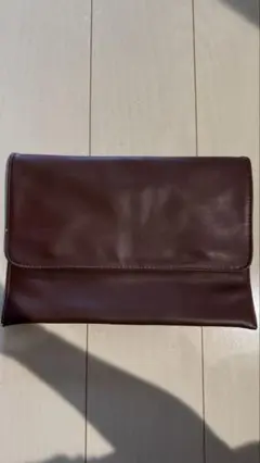 ダークブラウン レザー クラッチ　バッグ