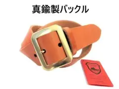 真鍮製八角バックル　栃木レザーベルト（キャメル）４０ｍｍ幅　一枚革