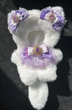 #010 ぬい服　16cm 猫耳　パープル　紫 着ぐるみ　おくるみ