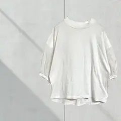 T362【メゾンドベージュ】カットソー　Tシャツ　白　異素材　春夏　９号　M