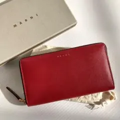 最終価格‼️ マルニ 長財布 ラウンドジップ ワンカラー シンプル レッド