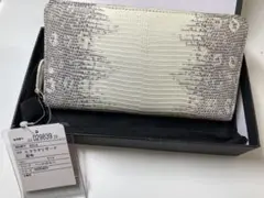 リザードスキン　長財布 大容量 カード12枚 トカゲ ヒマラヤ 白