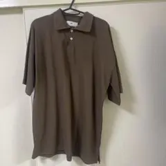 ブラウン 半袖ポロシャツ ボタン付き