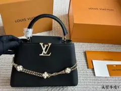 LOUIS VUITTON 黒レザーハンドバッグ