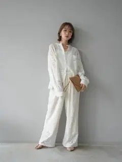 リュミエ　インド製コットンレースパンツ　ホワイト