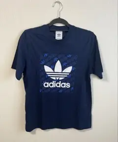 adidas originalネイビー ロゴプリント Tシャツ Mサイズ