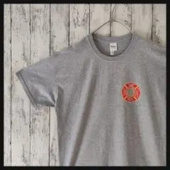 アメリカ古着 半袖Tシャツ GILDAN L 消防署1 グレー