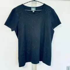 ローラアシュレイ ブラック 半袖Tシャツ カットソー M 黒 刺繍