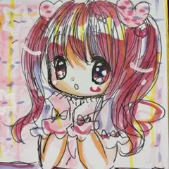 新作。手描きイラスト。小色紙。天使の女の子