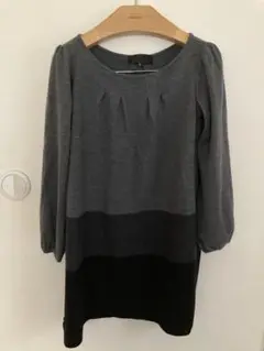 untitledのウール チェニック ブラック×グレー