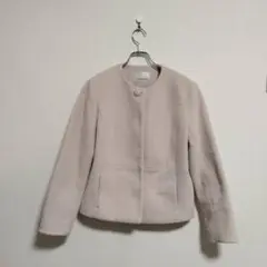 美品 index インデックス ノーカラーショートコート ピンクライトベージュ