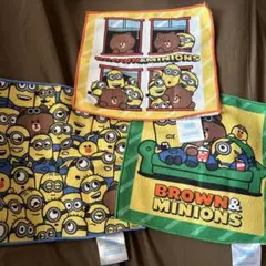 新品　ブラウン&ミニオン　ハンカチ3枚セット！