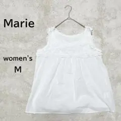 【マリー Marie】レディース レースノースリーブ ブラウス コットン100％