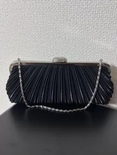 黒 プリーツデザイン パーティーバッグ