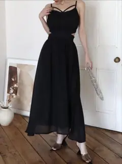 ブラック キャミワンピース ロング