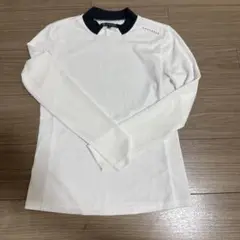 【お値下げ】ホワイト長袖ポロシャツ ネイビー襟 1500円→1200円