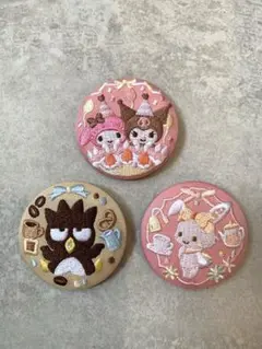 サンリオ　刺繍缶バッジ　Biscuit3 セット　シークレット　メル　バツ丸