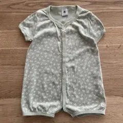 (67cm) PETIT BATEAU 半袖 花柄 緑 ロンパース