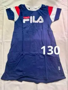 美品｜FILA｜130｜ロゴ入りネイビー半袖ワンピース｜春夏ポケット付