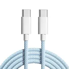 水色　2m iPhone16シリーズ対応 USB-C to USB-C ケーブル