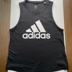 adidas 黒 レディースタンクトップ ロゴ入り