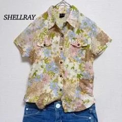 【SHELLRAY】花柄シャツ 半袖 コットン 綿 シェルレイ S〜M相当