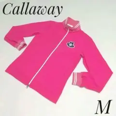 Callaway レディース フルジップジャケット 薄手 ワッペン ピンク M