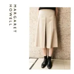 美品 マーガレットハウエル オックスフォード タックプリーツスカート ベージュ