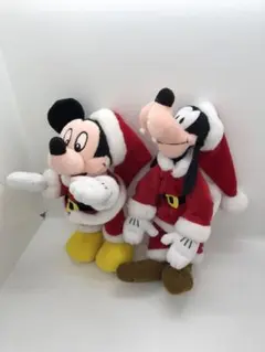 ミッキーとグーフィー サンタぬいぐるみセット