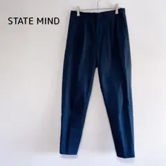 【ステートオブマインド】スラックスパンツ M ネイビー ワンタック つるつる素材