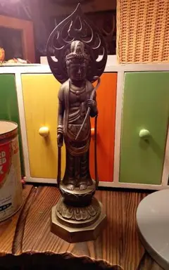 木製仏像 光背付き 約30cm