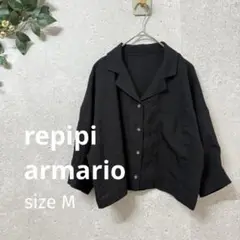 repipi armario ショート丈 オープンカラーシャツ M 黒 ゆったり