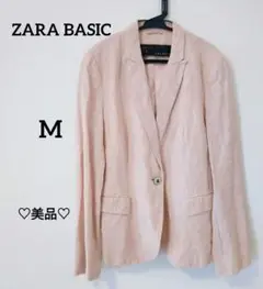 ♡美品♡ZARA BASIC ザラベーシック　ピンクリネンテーラードジャケットМ