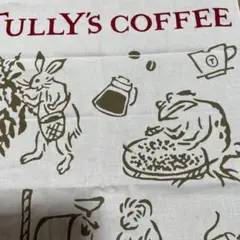 TULLY'S COFFEE ×かまわぬ　コラボタオル　手拭い　ピンク　鳥獣戯画
