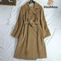 美品 マックスマーラ マニュエラ ベルテッド アンゴラ ウール キャメル 36