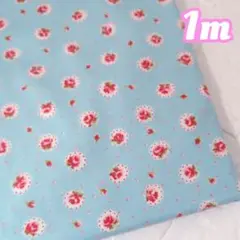 小さな可愛いお花柄❁水色　シーチング1m