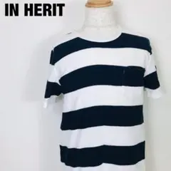IN HERIT インヘリット　胸ポケット付き 半袖 tシャツ　ボーダー柄　C4