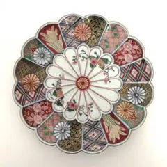 大聖寺伊万里 色絵 奇玉宝鼎之珍 菊型 五寸皿 - 生活骨董と古布
