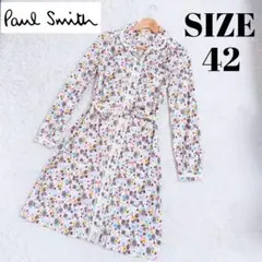 【希少】ポールスミス 花柄シャツワンピース XL 42大きいサイズ ベルト付き