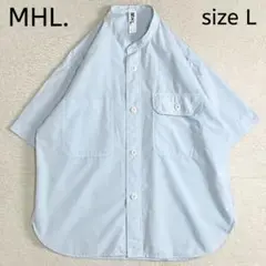 MHL. バンドカラー　ショートスリーブシャツ　サイズL ライトブルー