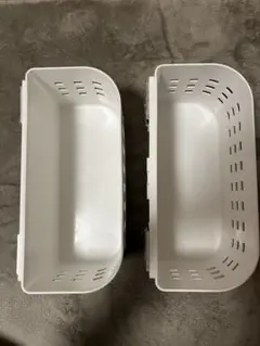 ホワイトプラスチック収納バスケット2個セット