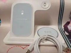 ワイヤレス充電器 (3 in 1?) USBケーブル付【ジャンク品】
