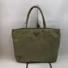 PRADA プラダ ナイロン ロゴプレート トートバッグ カーキ レディース