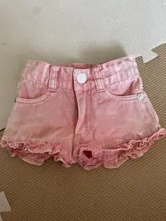 ピンク フリル付きショートパンツ 80