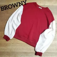 ⭐在庫大処分セール⭐BROWNY バルーンスリーブ 長袖トップス　レッド　Ｆ。