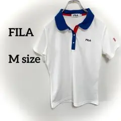 FILA ポロシャツ M ホワイト/ブルー/レッド　b034②