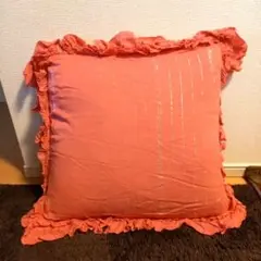 Francfranc フリルピンク クッションカバー