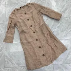 LAUTREAMONT フロントボタンワンピース ベージュ 七分袖 ミディ丈